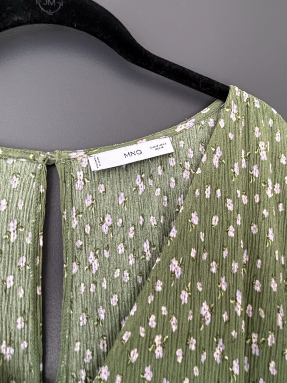 Mango Olive Green Maxi Dress with White Floral Print - Picture 3 of 4